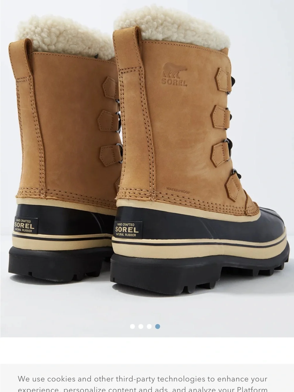 Women’s Sorel Caribou 7 Winter Snow Rain Hiking Boots Wool Sherpa Natural Rubber